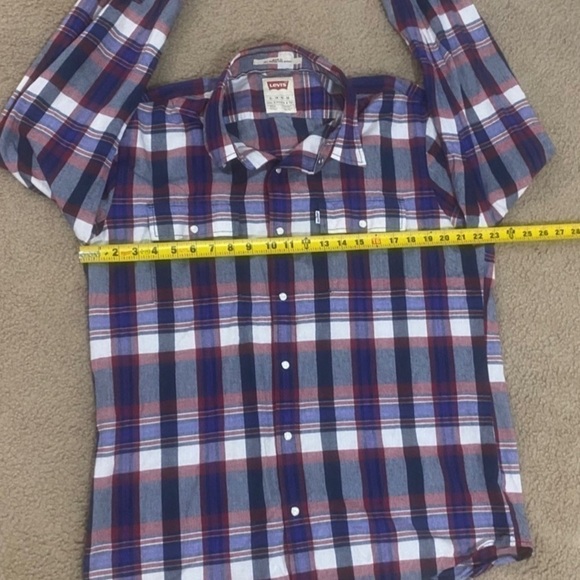 Levi’s Men’s XL Modern Fit Pearl Snap Long Sleeve Plaid Shirt - Picture 7 of 8